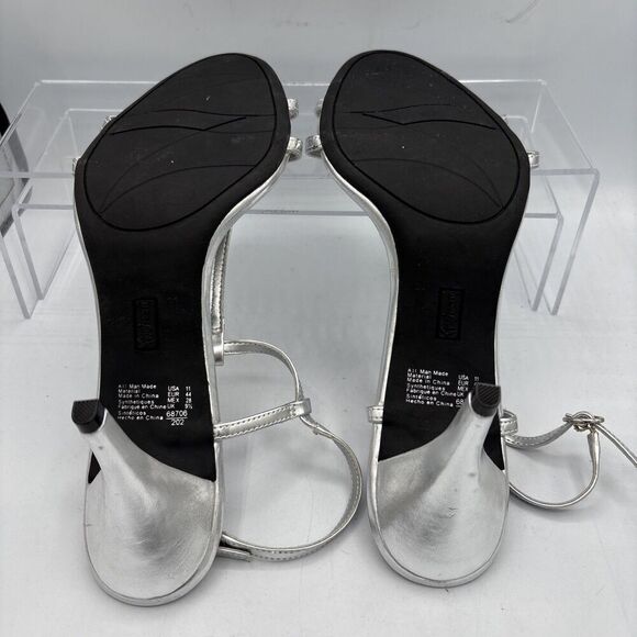 Fioni Night Size 11 Silver T Strap Open Toe stiletto Heels Formal wedding - Picture 10 of 10